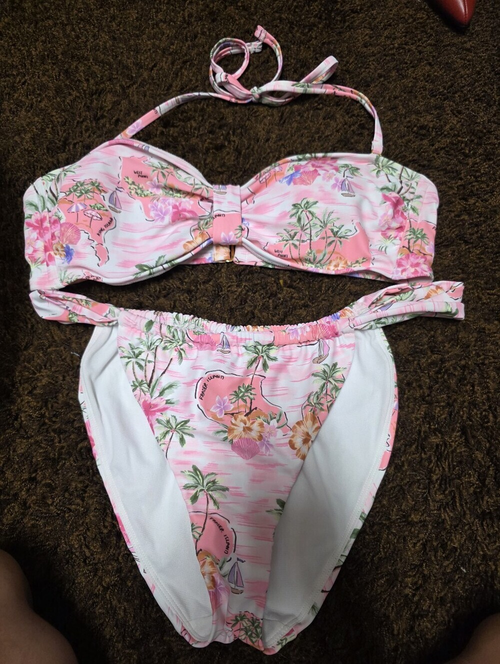 Girls' Pink Tropical hawaiian Print Two-Piece Swimsuit